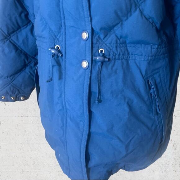 VTG LL Bean Goose Down Hooded Insulated Puffer Coat Zip Jacket Size L Blue - Picture 7 of 15